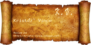 Kristó Vince névjegykártya